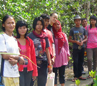 Andaman Discoveries Co Director, P'Tui with the Youth and CBT Group learning about the mangrove eco systems in Koh Yao Noi